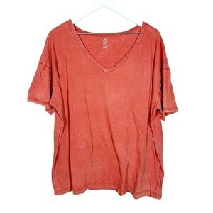 American Eagle Aerie Orange Vneck Relaxed Oversized Tee Size XL Casual